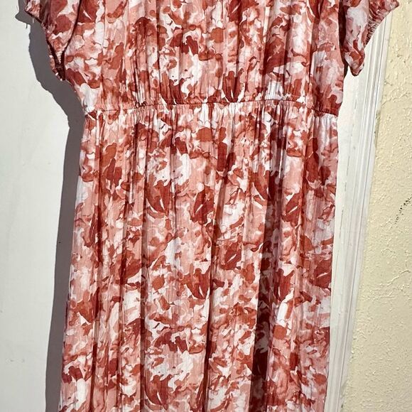 Nine West Pink and White Casual Flutter Sleeve Sundress - Picture 1 of 8
